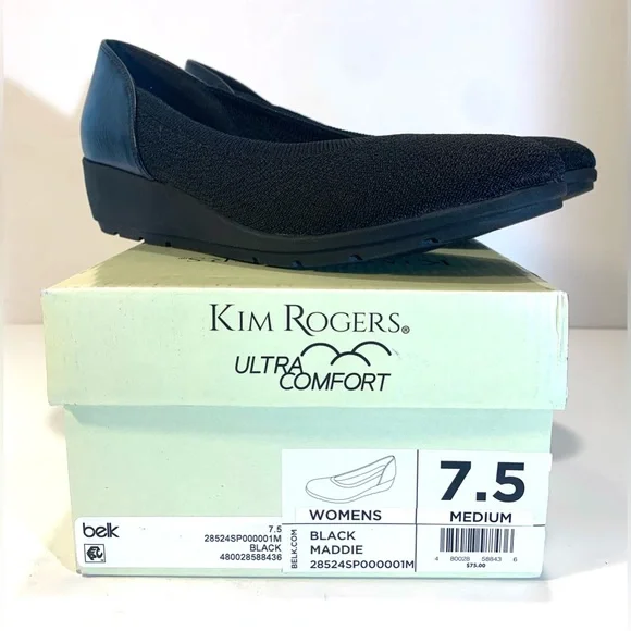 Belk Kim Rogers Maddie Black Comfort Wedge Shoes Sz M